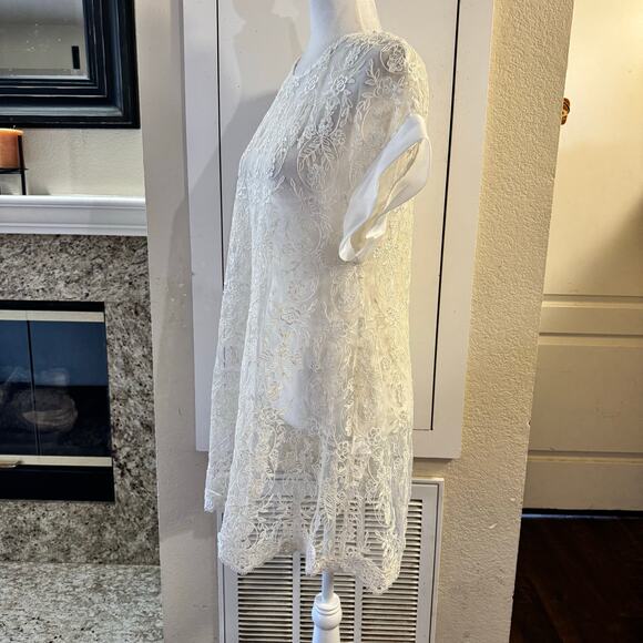 Anna Sammarone The Pastoral Series Sheer Lace Overlay Mini Dress Size Medium - Picture 2 of 12